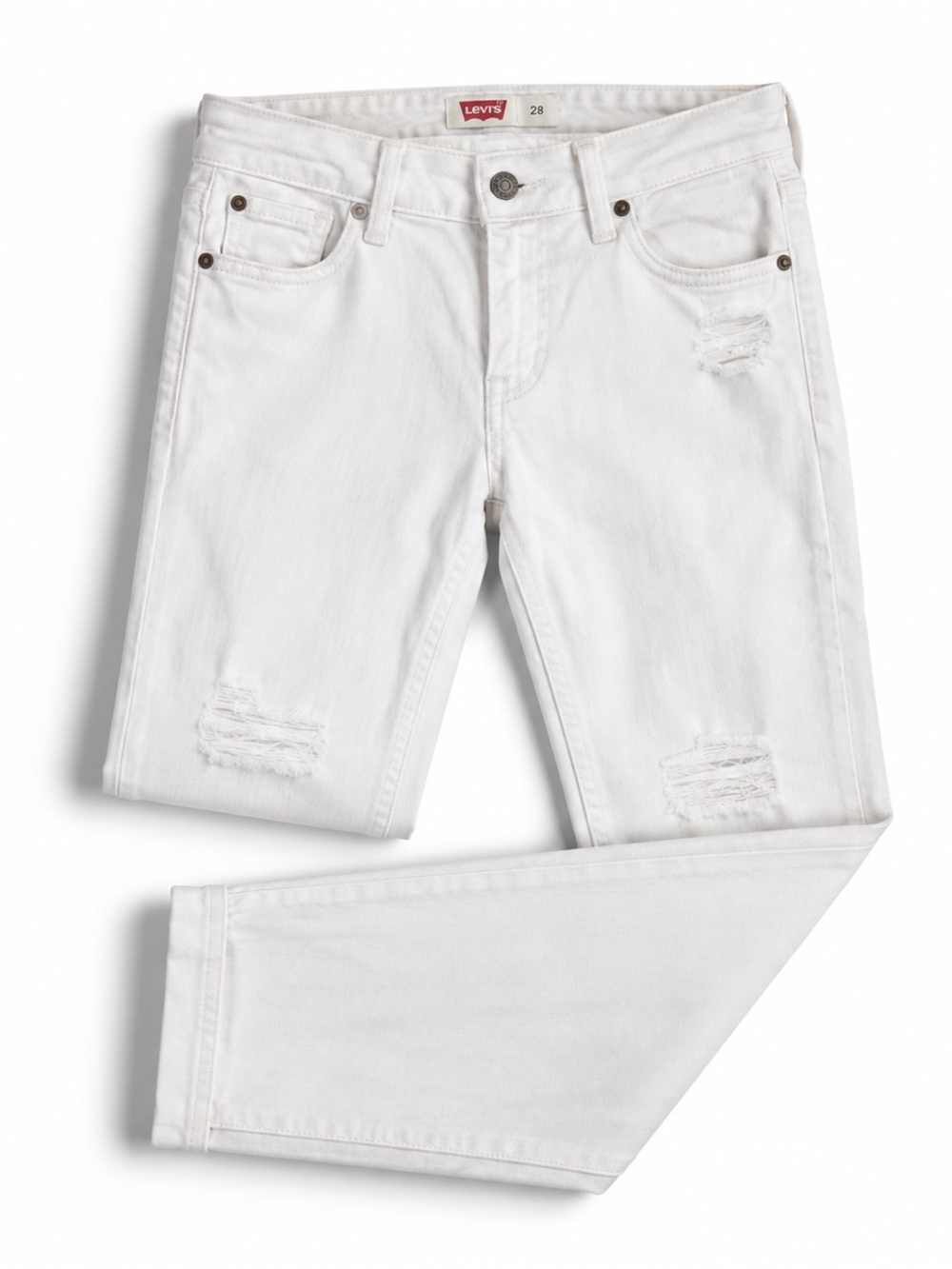 Levi's Women's Boyfriend Jeans 28 White Distressed Denim Casual Trendy